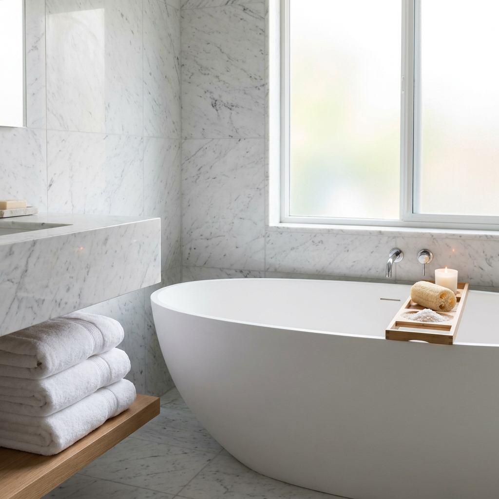 Immaculate marble bathroom