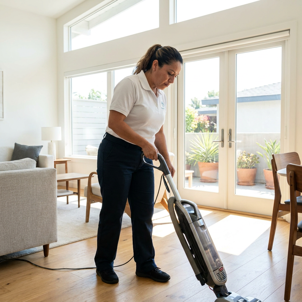 Morpaige cleaner vacuuming living room